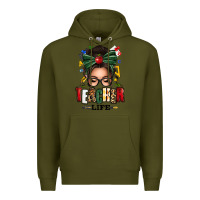 Army Green teacher life afro messy bun Premium Hoodie - texasbilliewilder