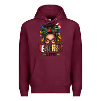 Burgundy teacher life afro messy bun Premium Hoodie - texasbilliewilder