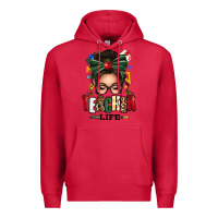 Cardinal teacher life afro messy bun Premium Hoodie - texasbilliewilder
