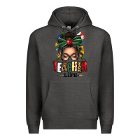 Charcoal Heather teacher life afro messy bun Premium Hoodie - texasbilliewilder
