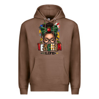Chestnut teacher life afro messy bun Premium Hoodie - texasbilliewilder