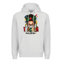 Dove Grey teacher life afro messy bun Premium Hoodie - texasbilliewilder