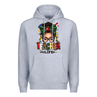 Heather Grey teacher life afro messy bun Premium Hoodie - texasbilliewilder