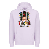 Lilac teacher life afro messy bun Premium Hoodie - texasbilliewilder