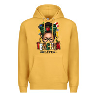 Mustard teacher life afro messy bun Premium Hoodie - texasbilliewilder