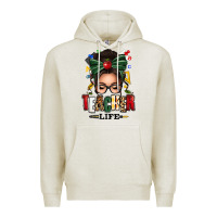 Oatmeal Heather teacher life afro messy bun Premium Hoodie - texasbilliewilder