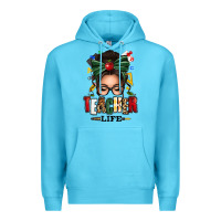 Ocean Blue teacher life afro messy bun Premium Hoodie - texasbilliewilder