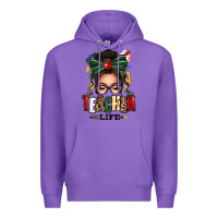 Purple teacher life afro messy bun Premium Hoodie - texasbilliewilder