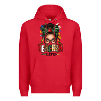 Red teacher life afro messy bun Premium Hoodie - texasbilliewilder
