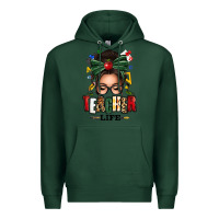 Sports Green teacher life afro messy bun Premium Hoodie - texasbilliewilder