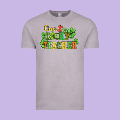 One Lucky Teacher Vintage Tee Designed By Adodesignshop
