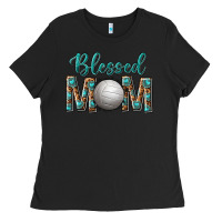 Black western blessed mom with volleyball Ladies Tee - texasbilliewilder