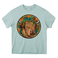 Arona fall highland cow round Heavy Core Tee - RanaPortraitStore