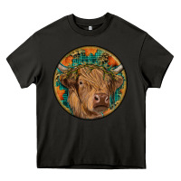 Asphalt fall highland cow round Heavy Core Tee - RanaPortraitStore
