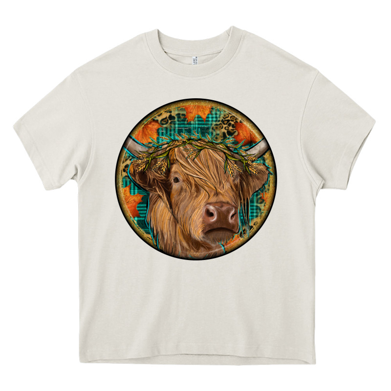 Fall Highland Cow Round Heavy Core Tee by RanaPortraitStore | Teevron