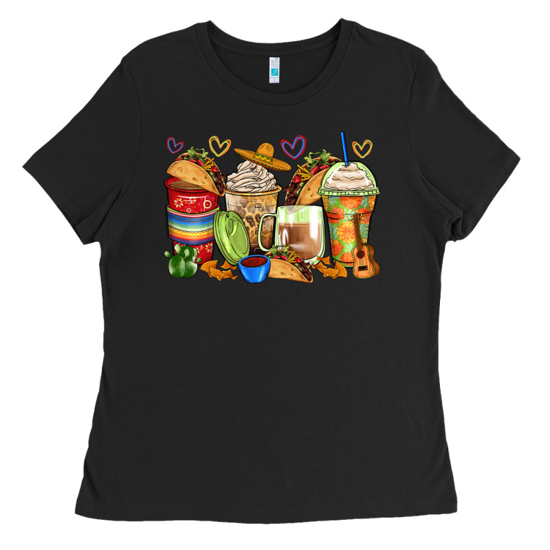 Tacos Coffee Cups Ladies Tee by Zillion Design Studio | Teevron