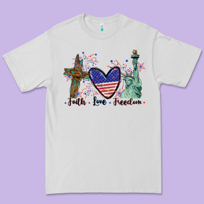 Faith Love Freedom 4th Of July Premium Tee Designed By Cowgirlartshop