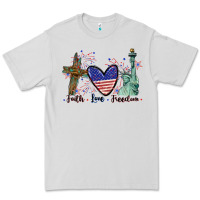 Dove Grey Faith love Freedom 4th of july Premium Tee - CowGirlArtShop