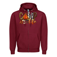 Burgundy Camp Life Zipper Hoodie - BundleAndBundleShop