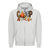 Dove Grey Camp Life Zipper Hoodie - BundleAndBundleShop