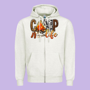 Camp Life Zipper Hoodie Designed By Bundleandbundleshop