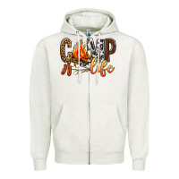 Oatmeal Heather Camp Life Zipper Hoodie - BundleAndBundleShop