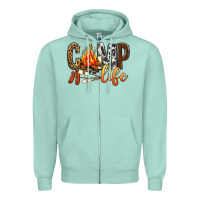 Seafoam Camp Life Zipper Hoodie - BundleAndBundleShop
