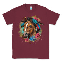 Burgundy quarter horse floral Classic Tee - LillyAllenDesigns