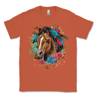Copper quarter horse floral Classic Tee - LillyAllenDesigns