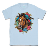 Dusty Blue quarter horse floral Classic Tee - LillyAllenDesigns