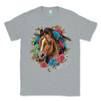Heather Grey quarter horse floral Classic Tee - LillyAllenDesigns