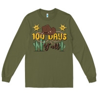 Army Green 100 days y'all Long Sleeve Tee - MaliasSmallBusiness