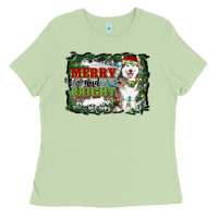 Matcha merry and bright husky farm  background Ladies Tee - RanaPortraitStore
