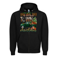 Black Small Town Christmas With Truck Zipper Hoodie - BundleAndBundleShop