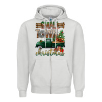 Dove Grey Small Town Christmas With Truck Zipper Hoodie - BundleAndBundleShop