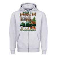 Heather Grey Small Town Christmas With Truck Zipper Hoodie - BundleAndBundleShop