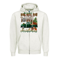 Oatmeal Heather Small Town Christmas With Truck Zipper Hoodie - BundleAndBundleShop