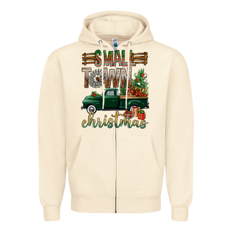 Small Town Christmas With Truck Zipper Hoodie by BundleAndBundleShop | Teevron