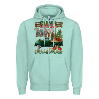 Seafoam Small Town Christmas With Truck Zipper Hoodie - BundleAndBundleShop