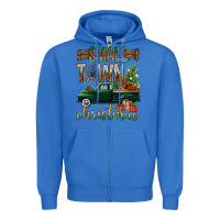 True Royal Small Town Christmas With Truck Zipper Hoodie - BundleAndBundleShop