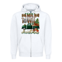 White Small Town Christmas With Truck Zipper Hoodie - BundleAndBundleShop
