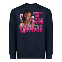 Navy I fought for my life and i won afro woman Heavyweight Sweatshirt - NancyCooperArtShop