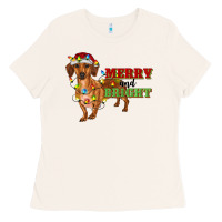 Bone merry and bright dachshund Ladies Tee - RanaPortraitStore