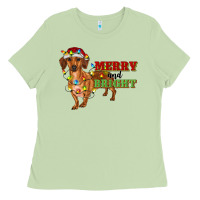 Matcha merry and bright dachshund Ladies Tee - RanaPortraitStore