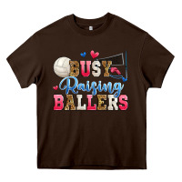 Chocolate Brown busy raising ballers volleyball Heavy Core Tee - Zillion Design Studio