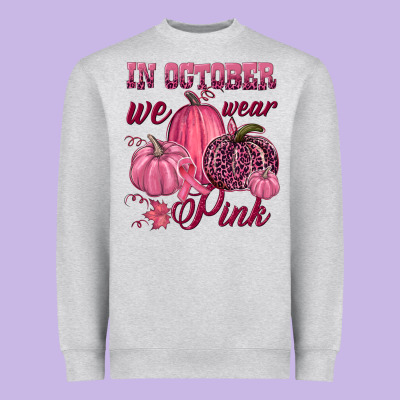In October We Wear Pink Heavyweight Sweatshirt Designed By Nancycooperartshop