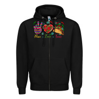 Black Peace Love Tacos Zipper Hoodie - BundleAndBundleShop