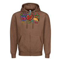 Chestnut Peace Love Tacos Zipper Hoodie - BundleAndBundleShop