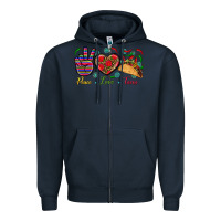 Navy Peace Love Tacos Zipper Hoodie - BundleAndBundleShop