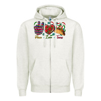 Oatmeal Heather Peace Love Tacos Zipper Hoodie - BundleAndBundleShop